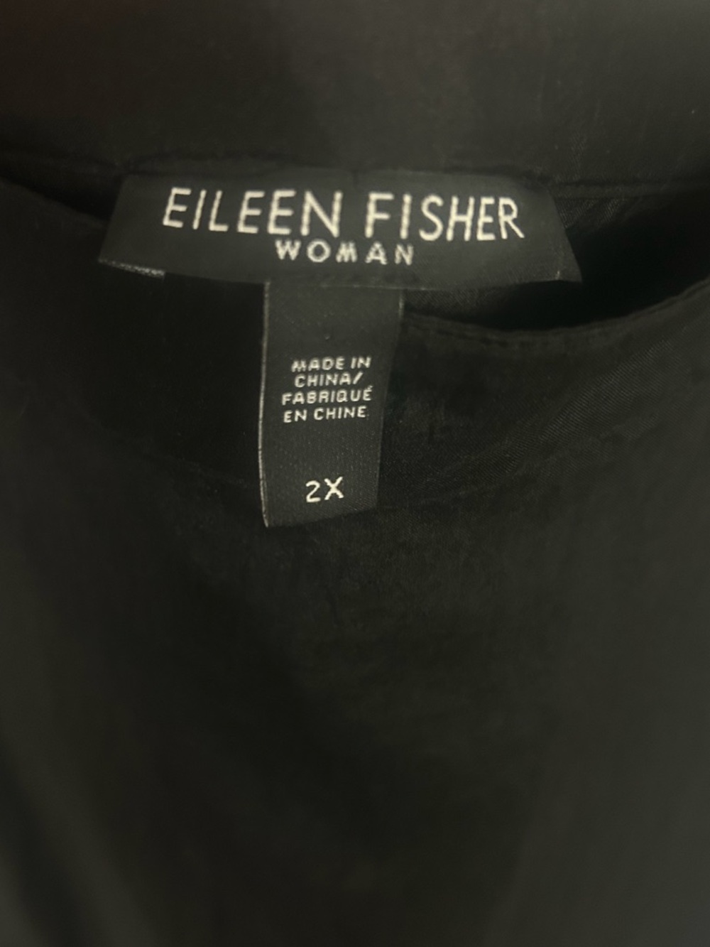 Eileen Fisher 100% Silk Black Habutai Dress Maxi Tiered Peasant summer size 2X - Picture 9 of 11
